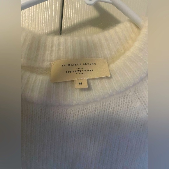 Sezane Ridley Cream Pearl-Embellished Sweater Jumper - Picture 6 of 10